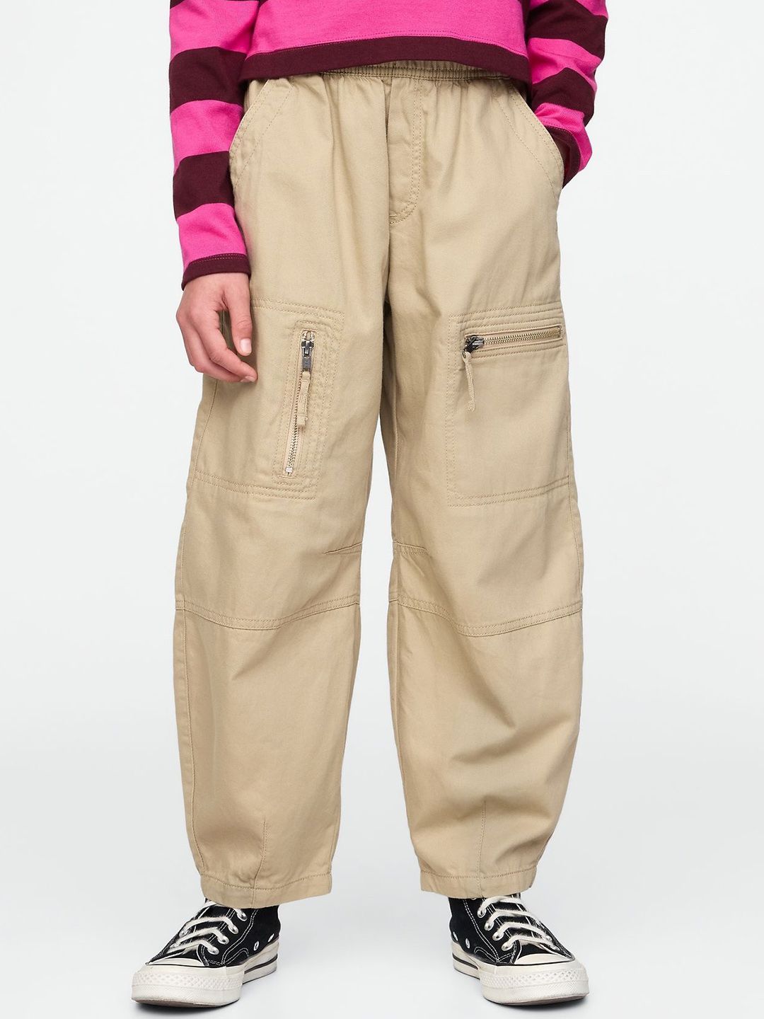 GAP Girls Lightly Washed Mid-Rise Relaxed Fit Cargos