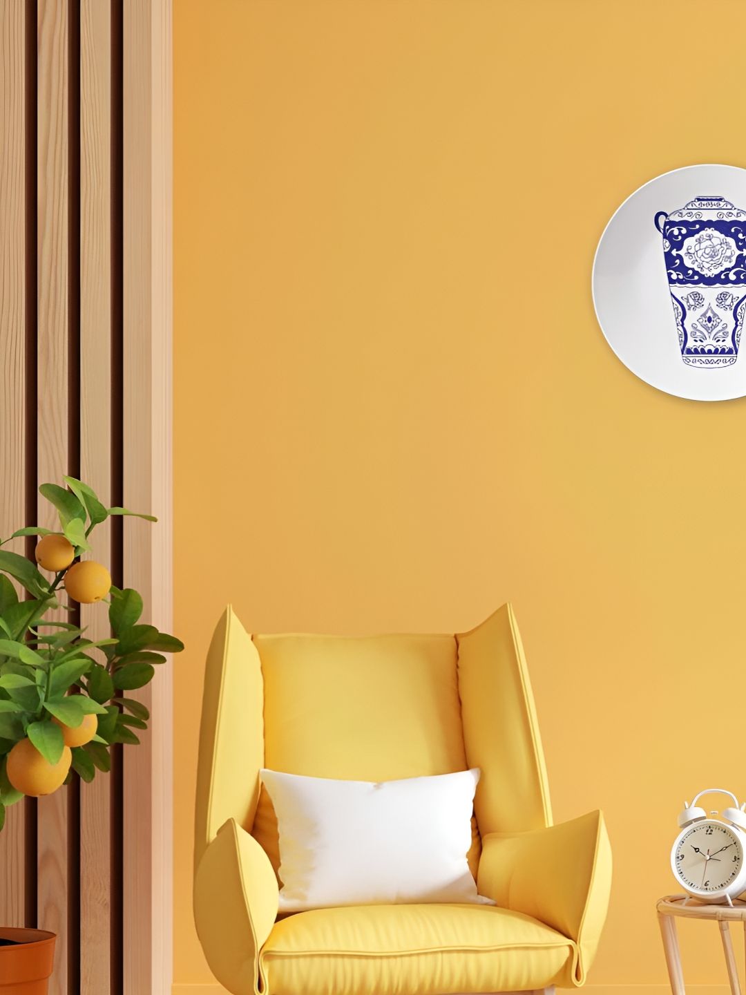 THE QUIRKY HOME White & Blue Delft Vase Printed Ceramic Wall Plates-picture-15