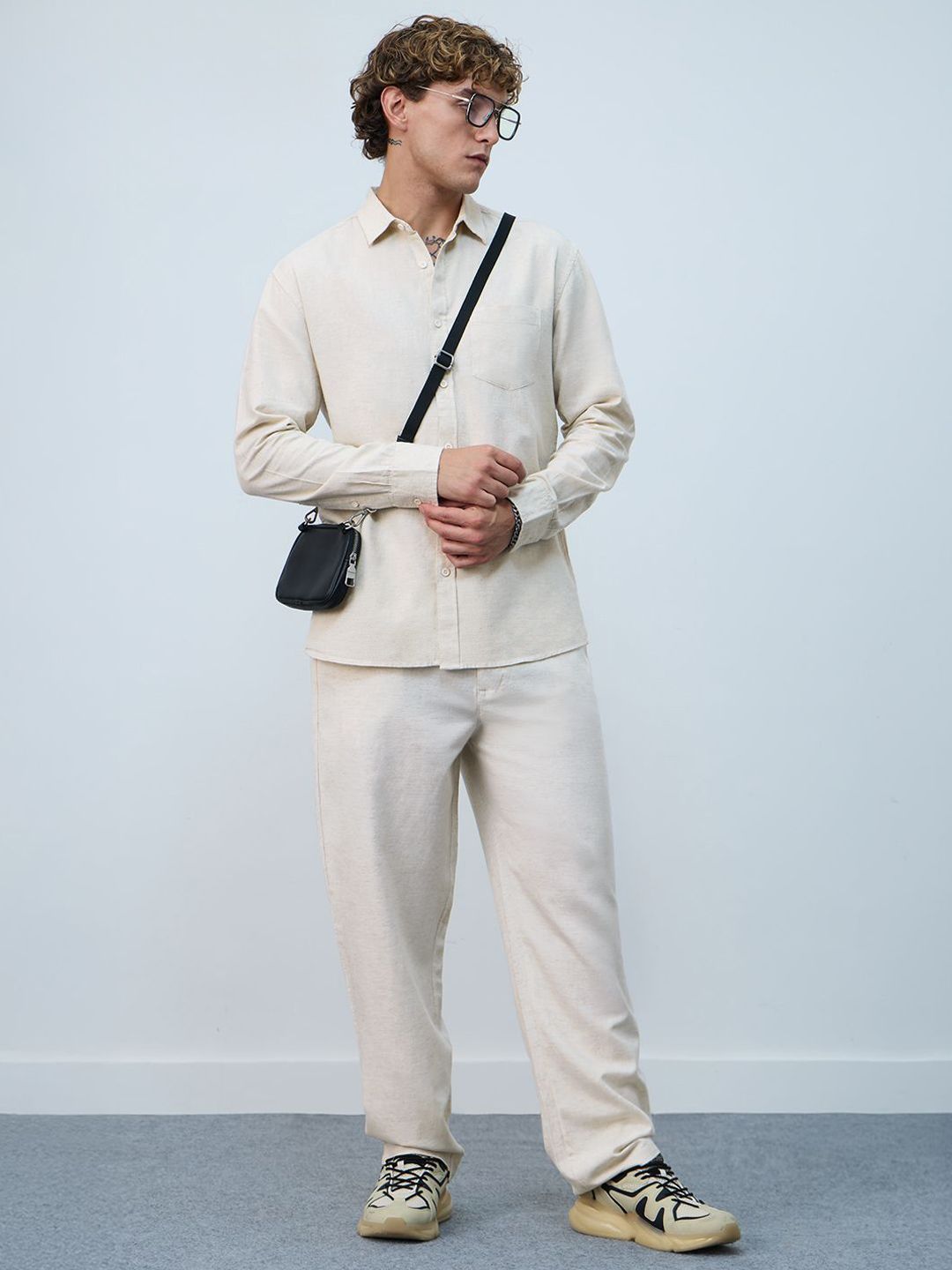 The Souled Store Ecru Men Straight Fit Trousers-picture-13