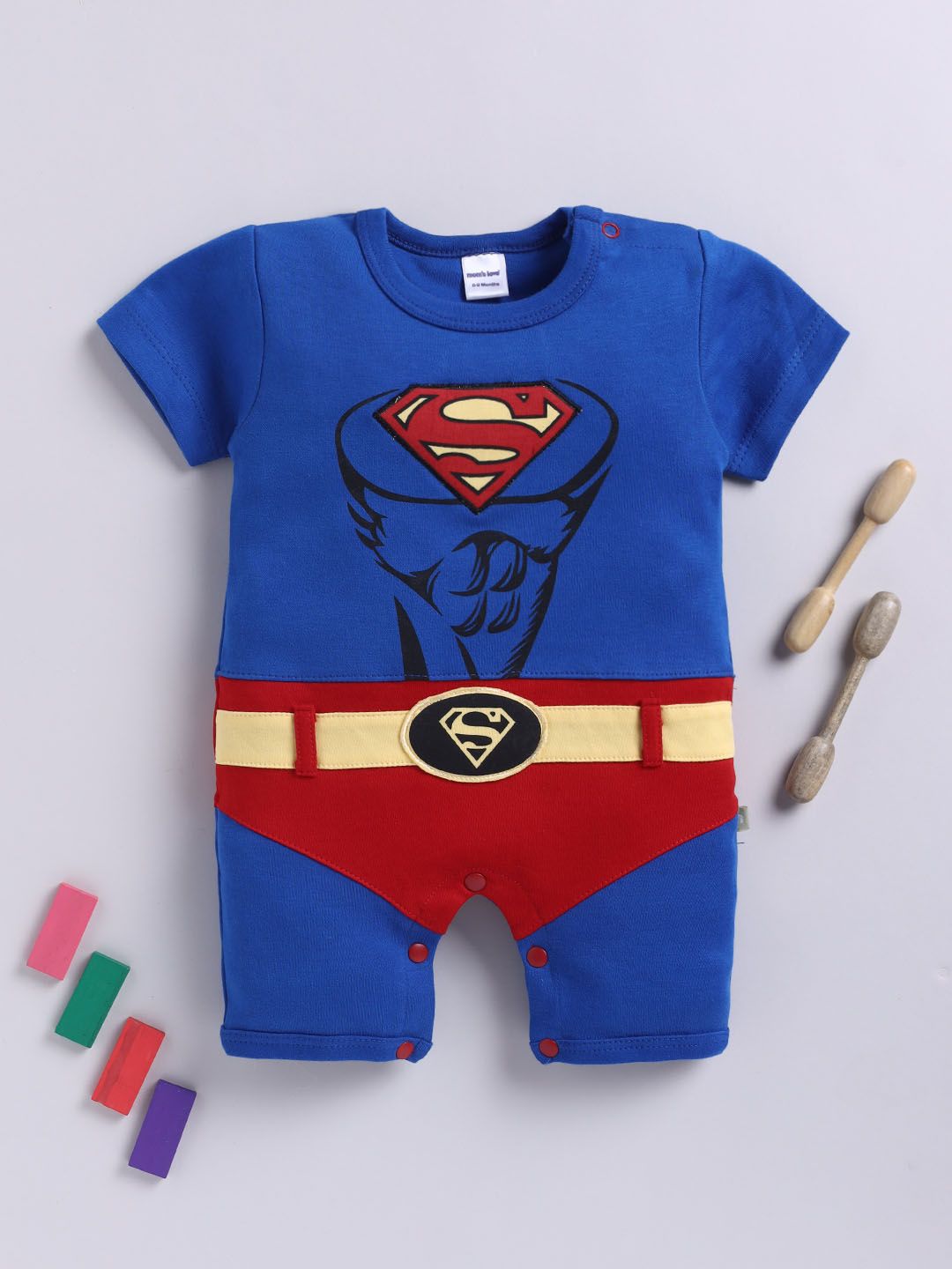 Moms Love Infant Boys Superman Printed Pure Cotton Romper