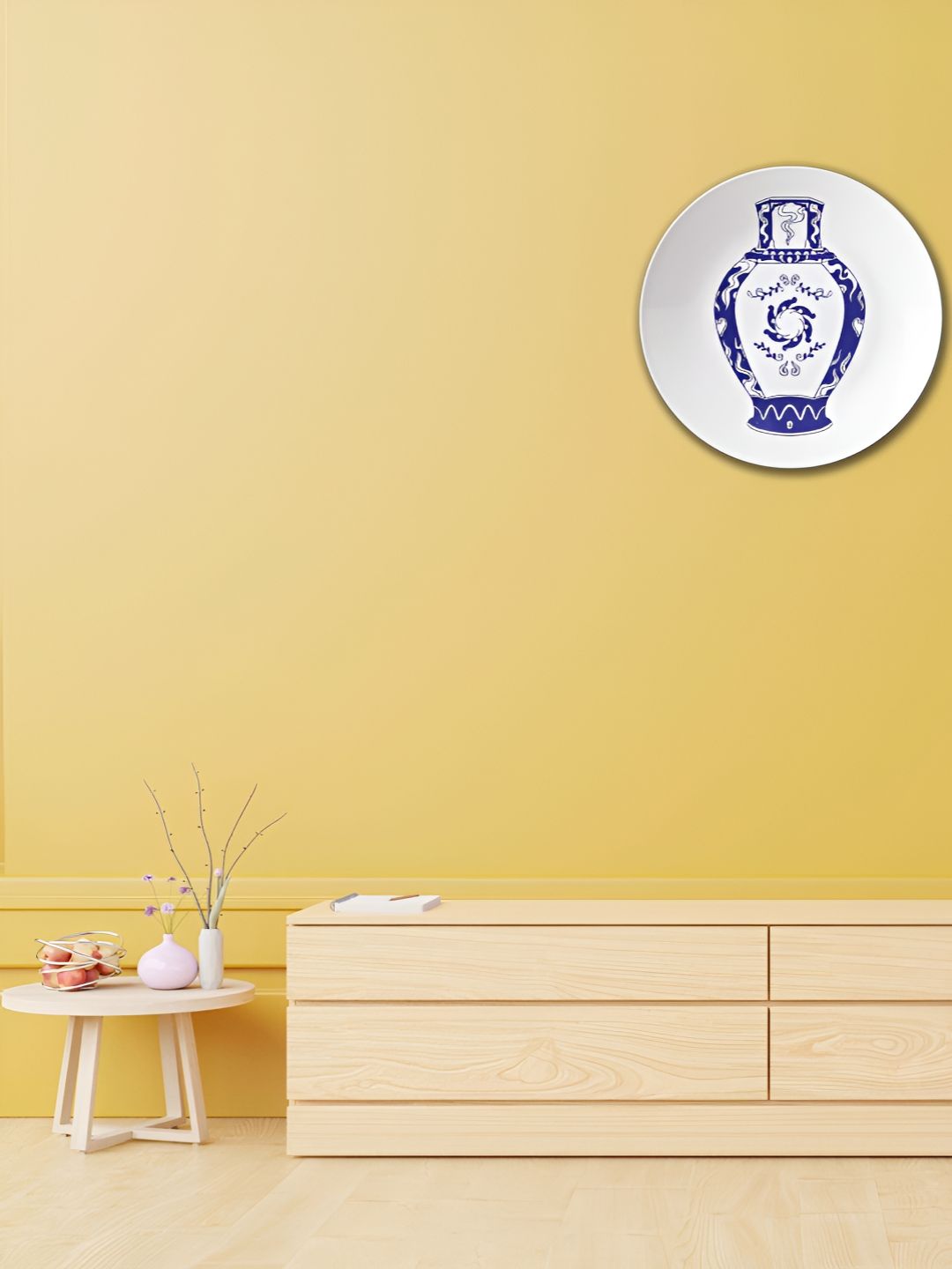 THE QUIRKY HOME White & Blue Delft Vase Printed Ceramic Premium Decorative Wall Decor-picture-35