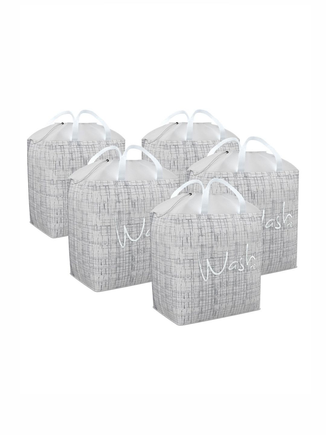 Aura 5Pcs Grey Jute Printed Foldable Laundry Bags With Handles - 106 L Each-image-34