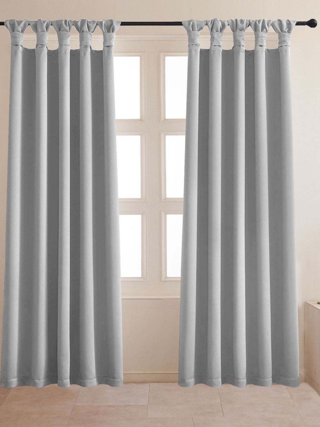 HOMEMONDE Grey 2 Pieces Black Out Door Curtains-picture-16
