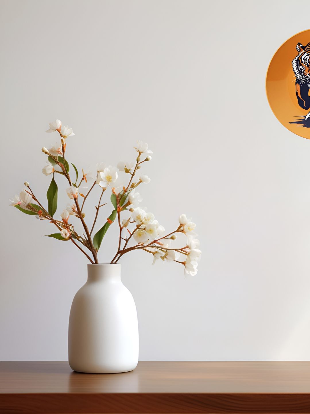 THE QUIRKY HOME Brown & White Tiger Printed Ceramic Wall Plate-picture-20