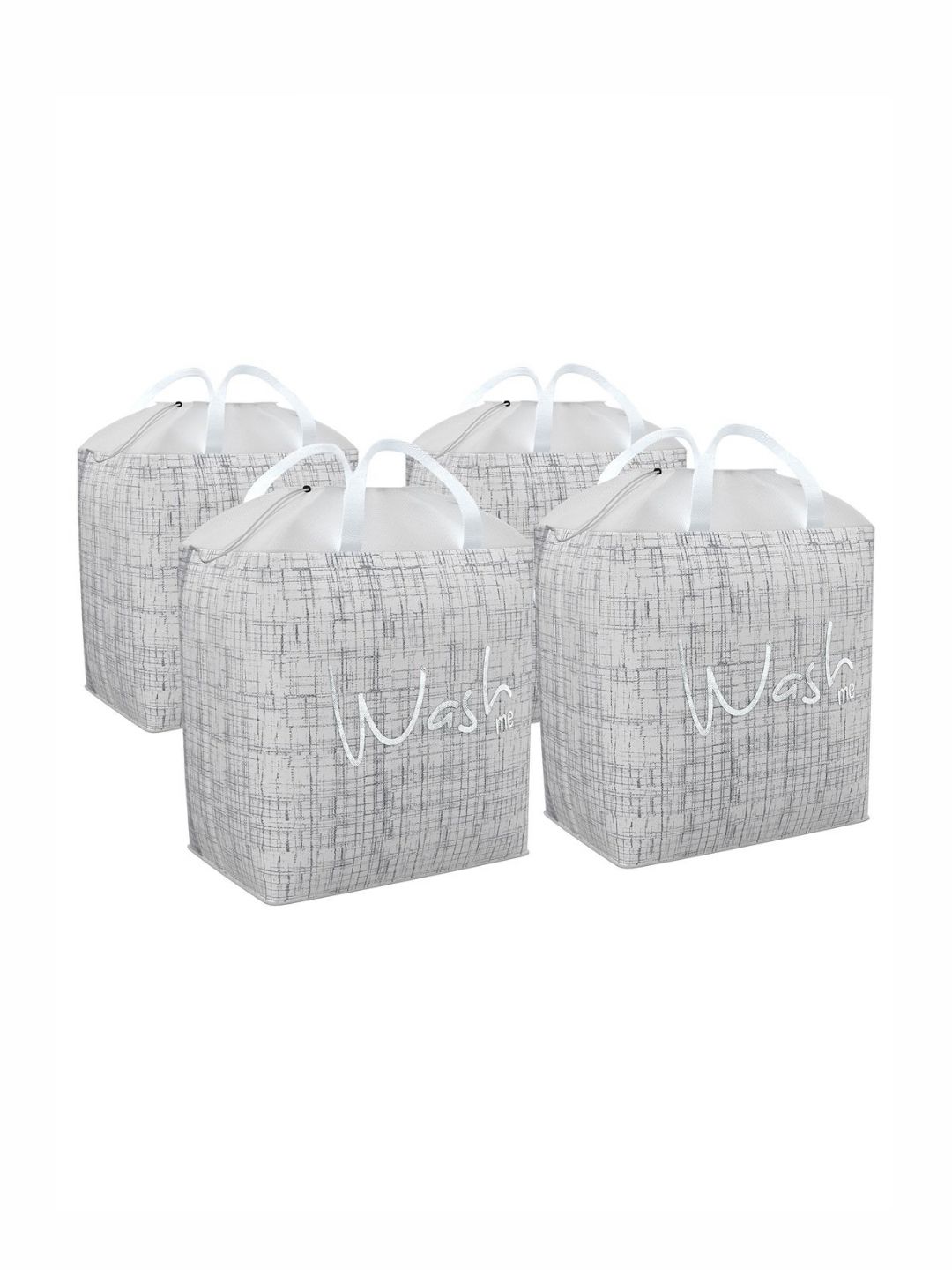 Aura 4Pcs Grey Jute Printed Foldable Laundry Bags With Handles - 106 L Each-image-32