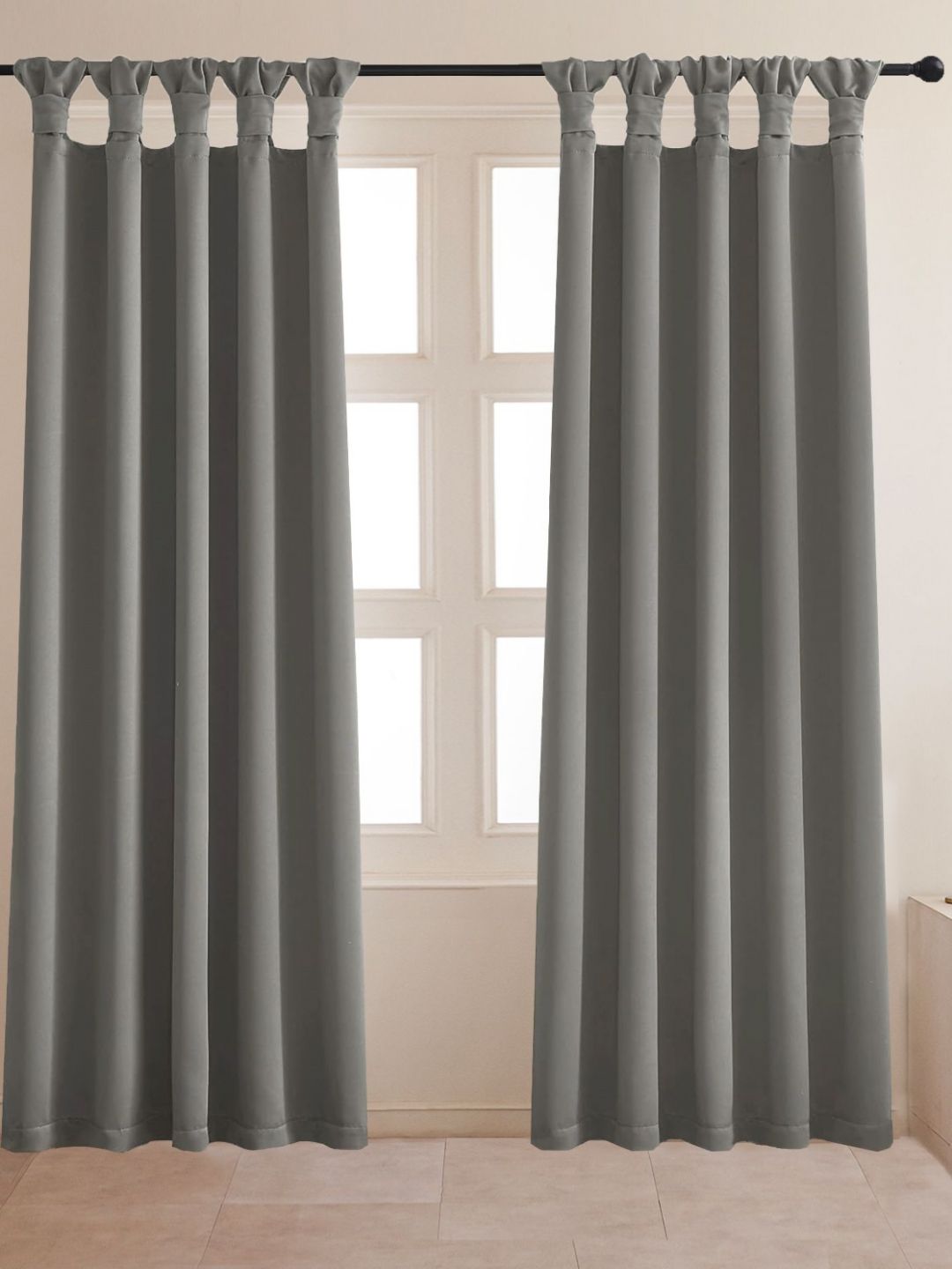 HOMEMONDE Grey 2 Pieces Black Out Door Curtains-picture-15