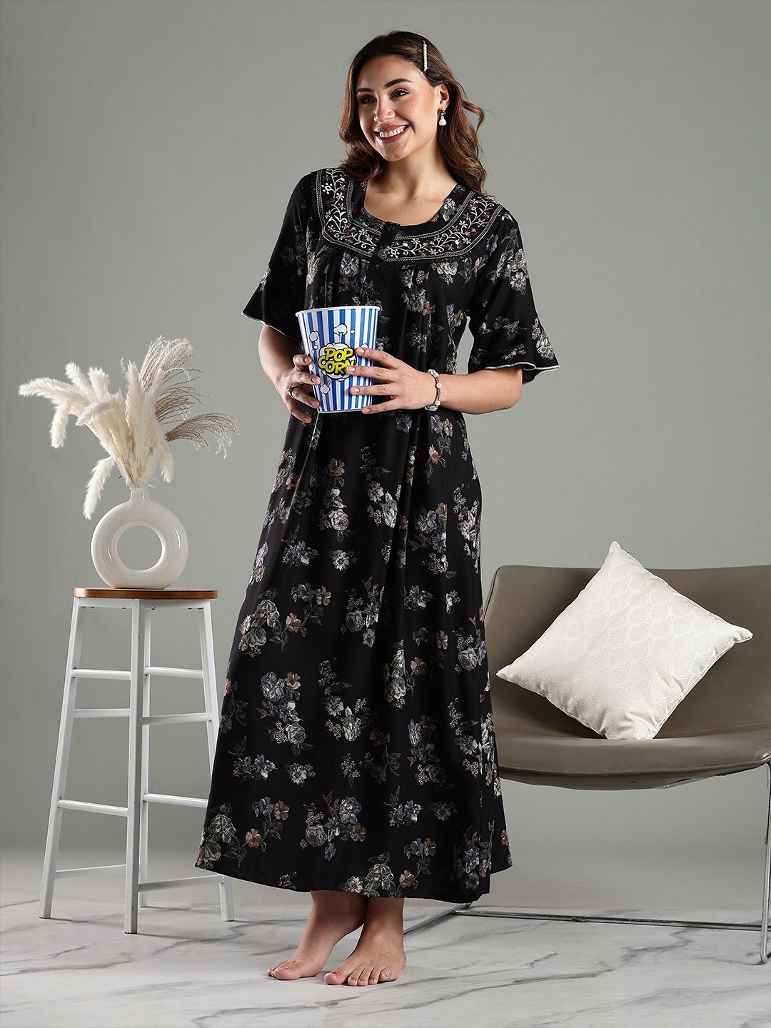 9shines Label Printed Maxi Nightdress-picture-34