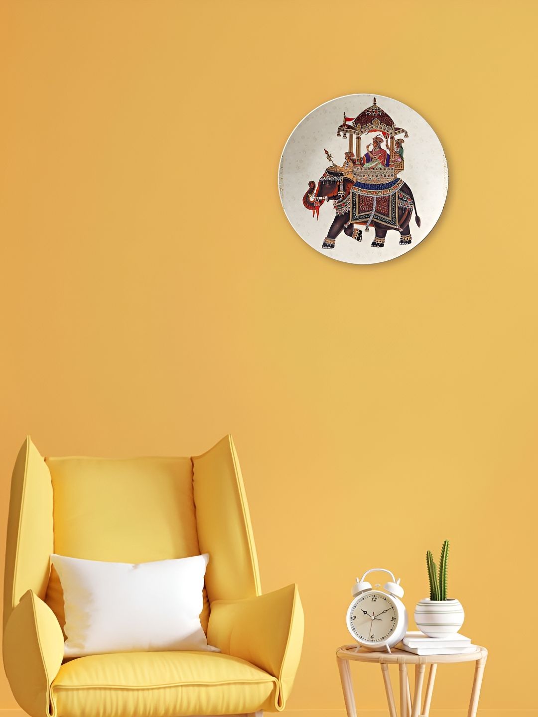 THE QUIRKY HOME Blue & White Royal Elephant Printed Ceramic Wall Plates-picture-11