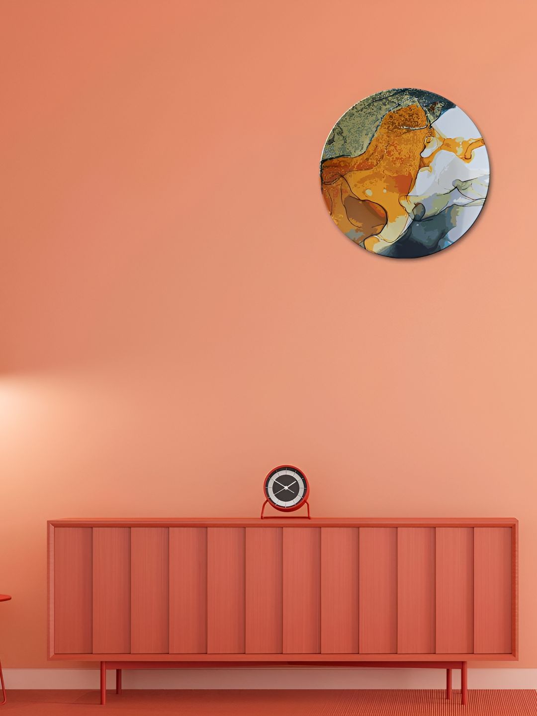 THE QUIRKY HOME White & Green Abstract Earth Printed Ceramic Decorative Wall Decor-picture-31