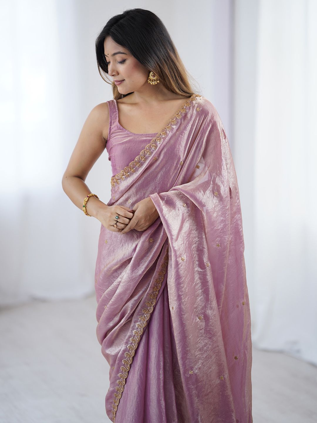 Anouk Embellished Sequinned Tissue Saree-picture-31