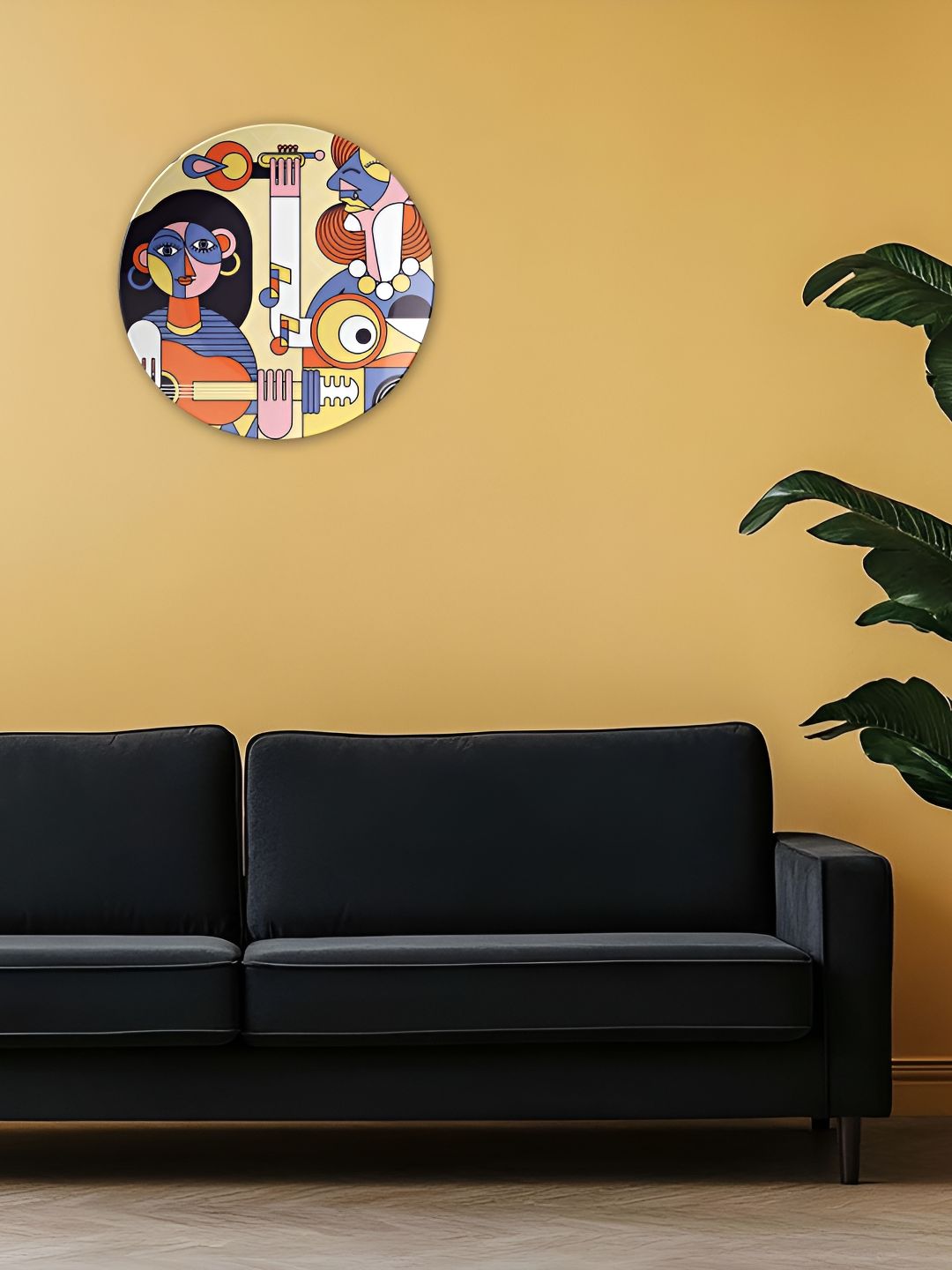 THE QUIRKY HOME White & Yellow Musical Art Printed Ceramic Decorative Wall Plates-picture-22