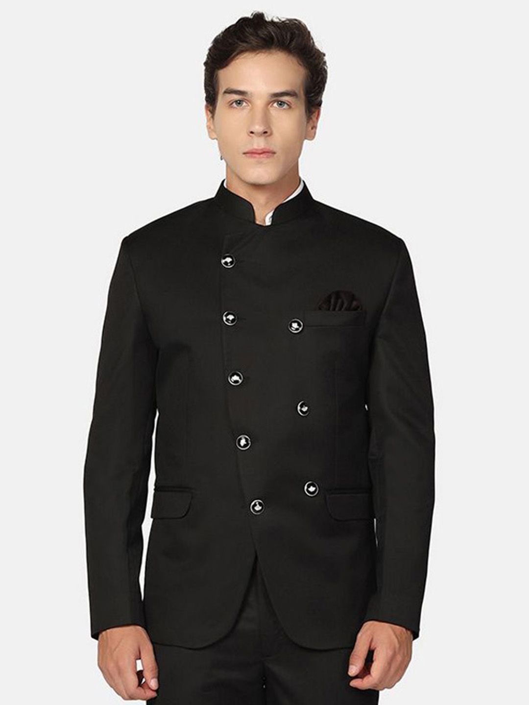 TAHVO Men Regular Fit Angrakha Style Bandhgala Blazer and Trouser-picture-39