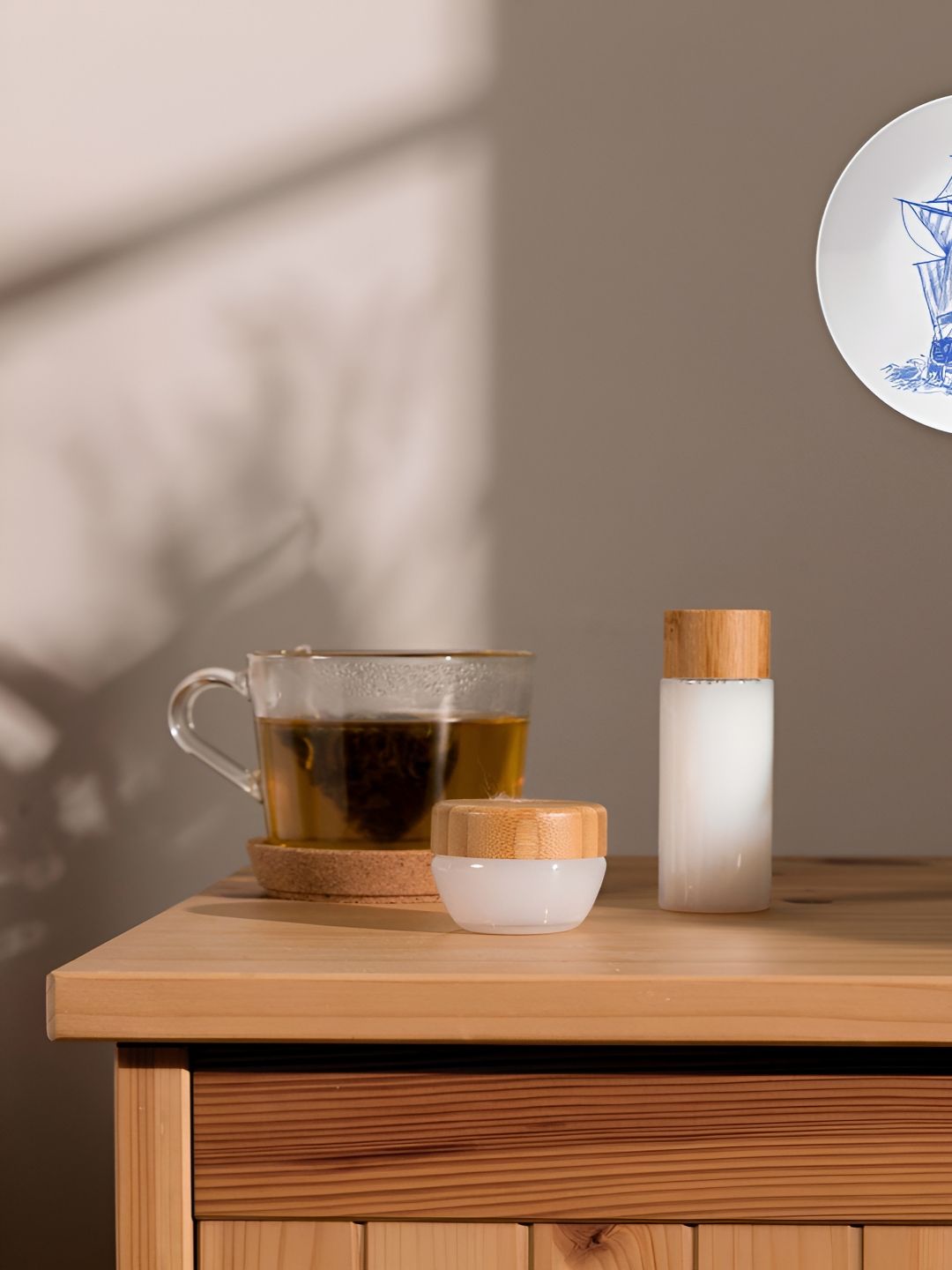 THE QUIRKY HOME Blue & White Sailing Ship Sketch Printed Ceramic Wall Plates-picture-34