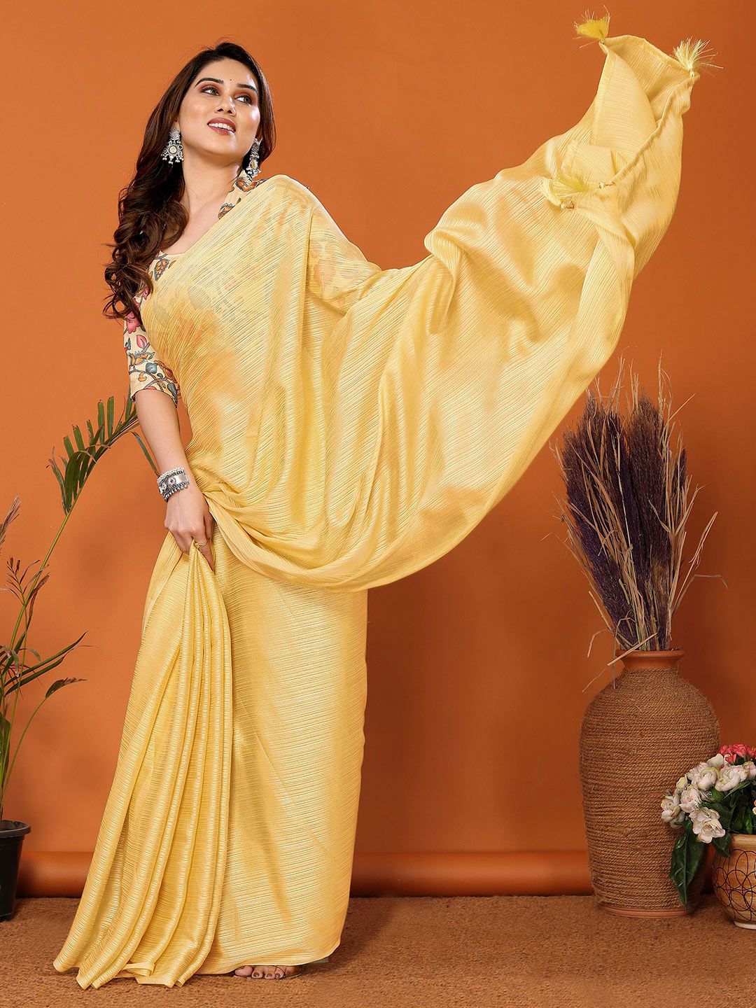 Anouk Striped Saree With Blouse Piece