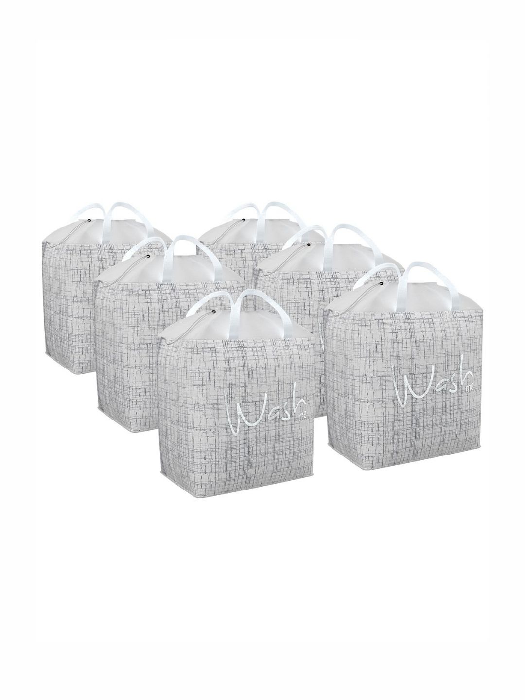 Aura 6Pcs Grey Jute Printed Foldable Laundry Bags With Handles - 106 L Each-image-33