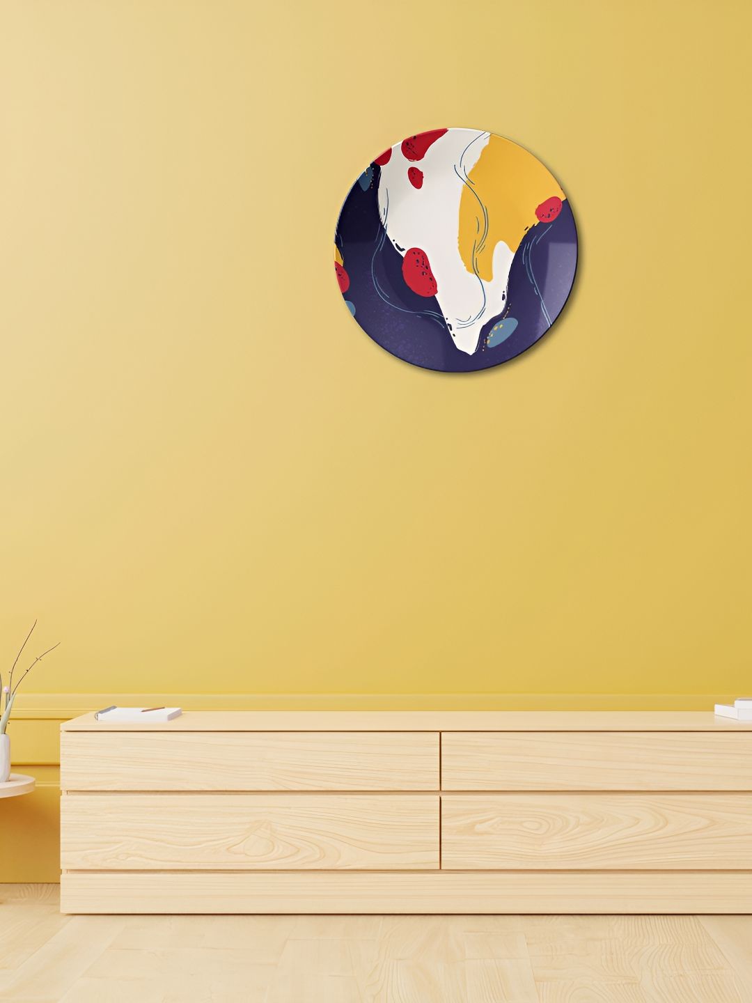 THE QUIRKY HOME White & Yellow Printed Ceramic Wall Plates-picture-27