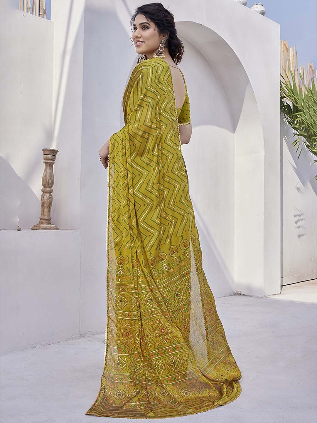 Anouk Chevron Printed Gotta Patti Detailed Saree
