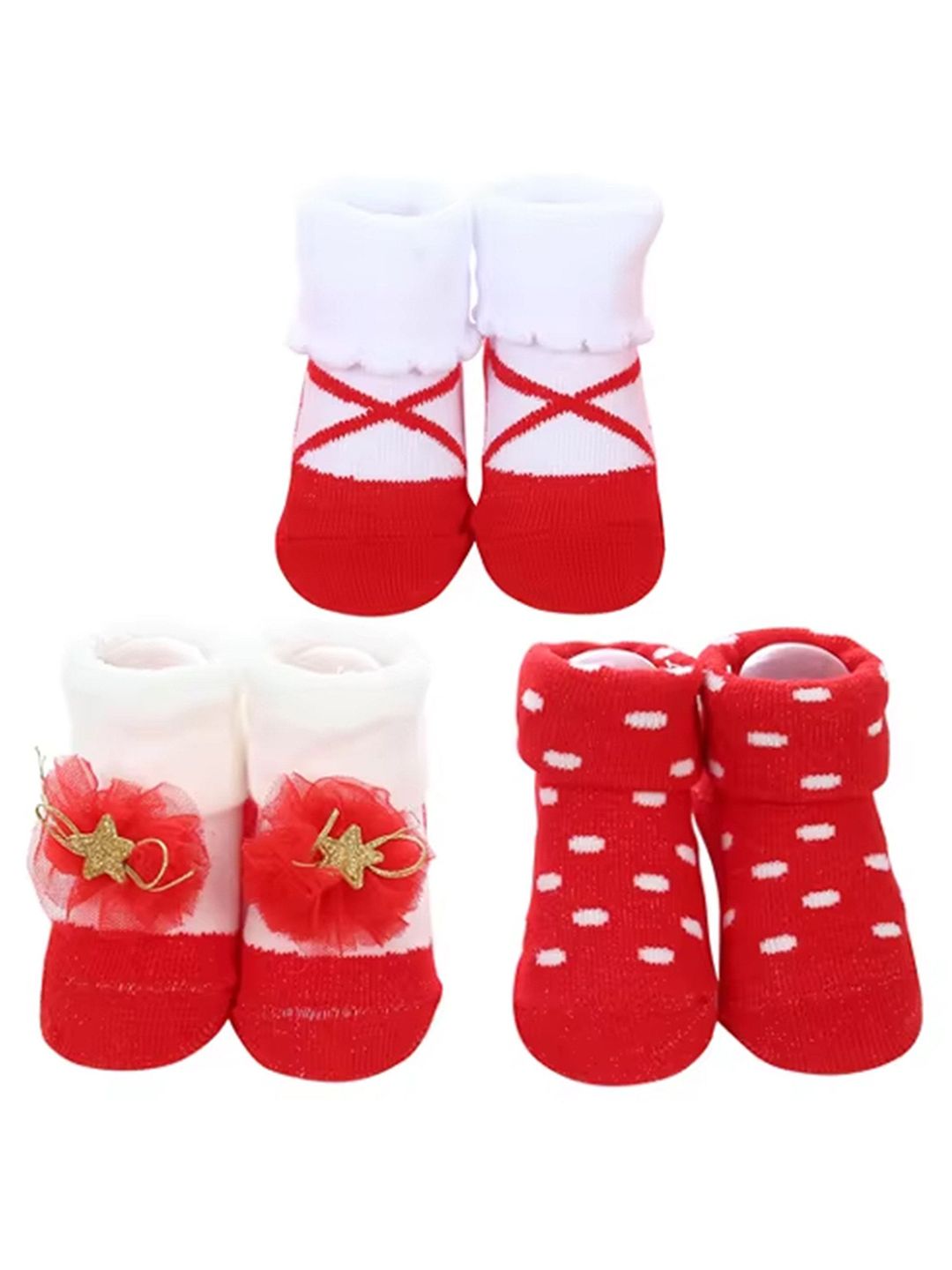 Babymoon Kids Pack Of 3 Printed Cotton Non-Skid Anti Slip Ankle-Length Socks-picture-22