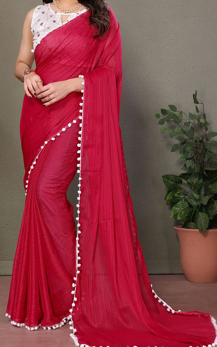Anouk Striped Embroidered Striped Saree