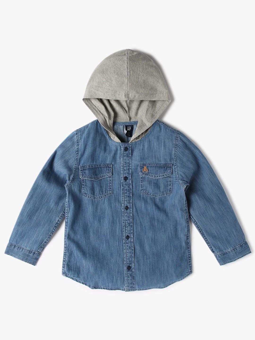 GAP Boys Organic Cotton Relaxed-Fit Hooded Button-Down Shirt