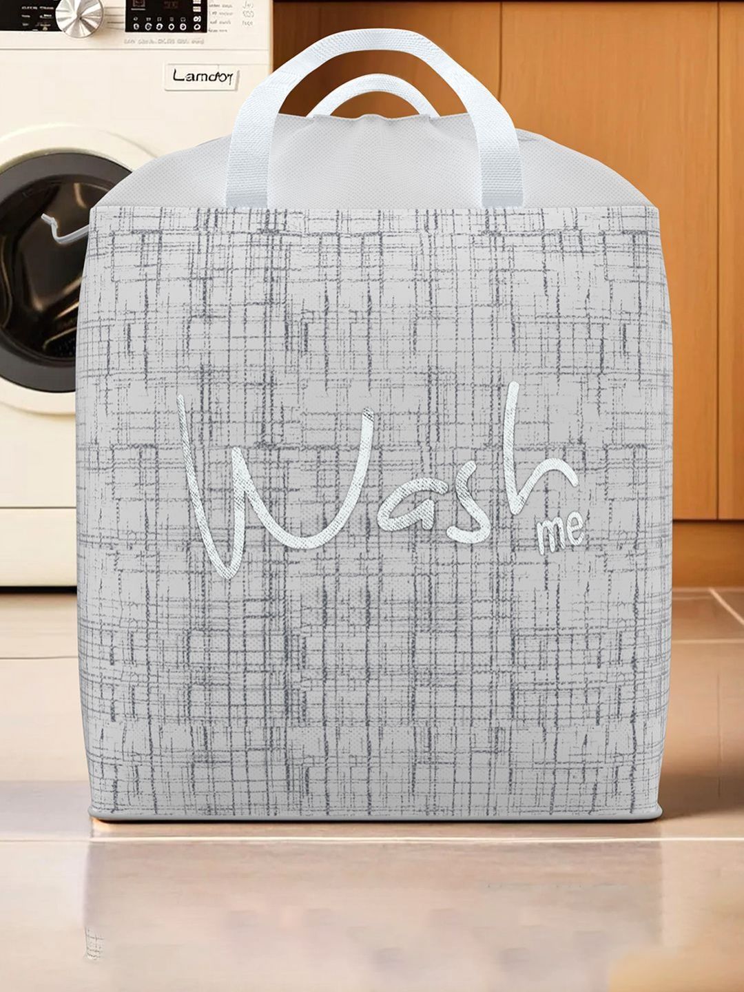 Aura Grey Jute Printed Foldable Laundry Bags With Handles - 106 L-image-23