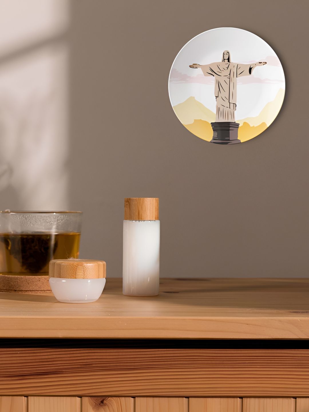 THE QUIRKY HOME White & Yellow Christ The Redeemer Printed Ceramic Decorative Wall Decor-picture-26