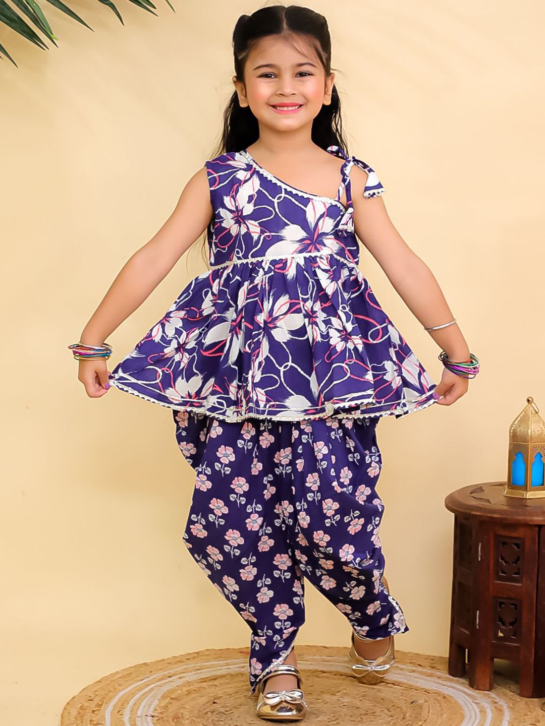 BAESD Girls Floral Printed Regular Pure Cotton Kurti with Dhoti Pants-picture-34