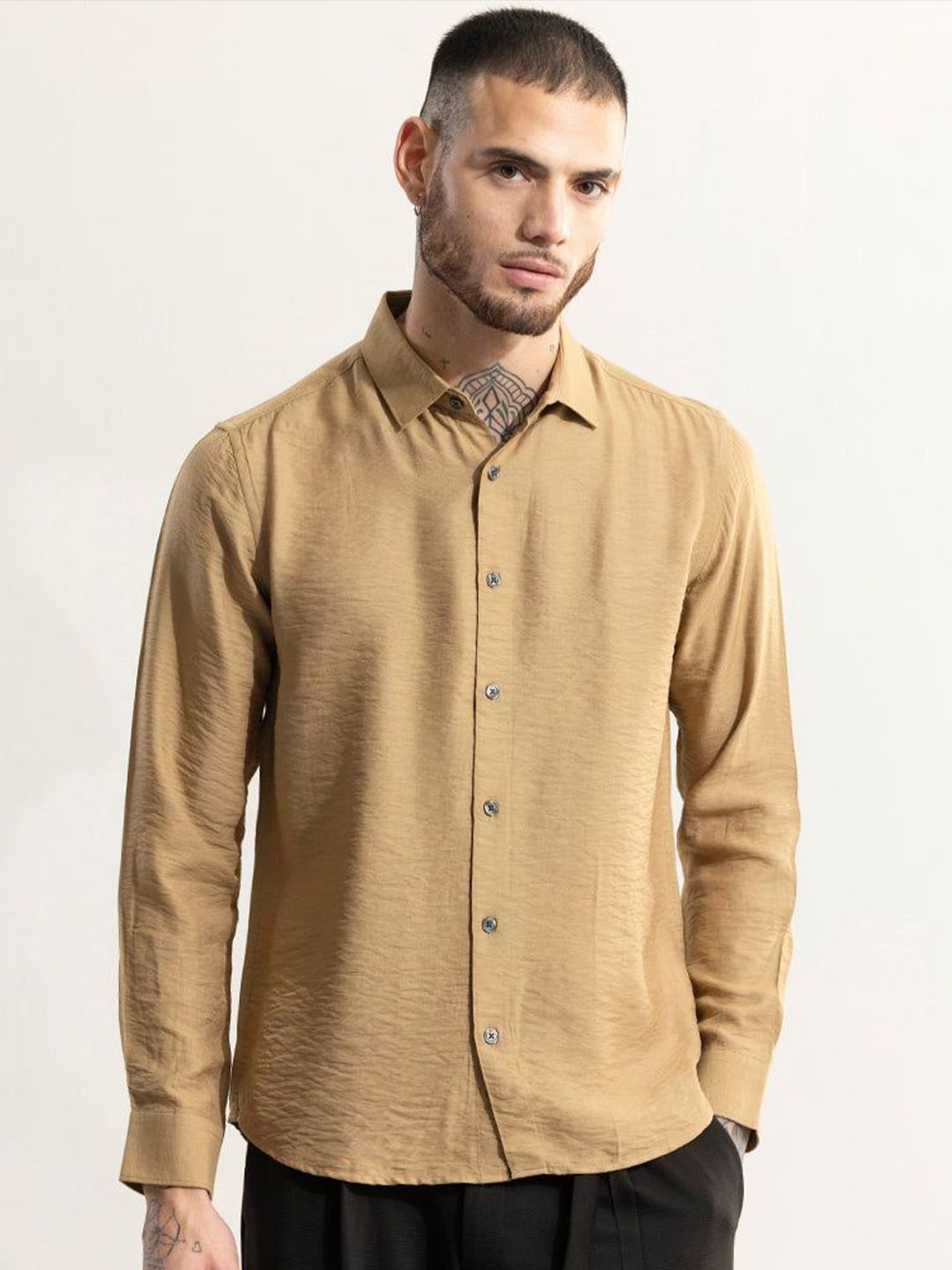 Snitch Men Slim Fit Textured Spread Collar Casual Shirt-picture-27