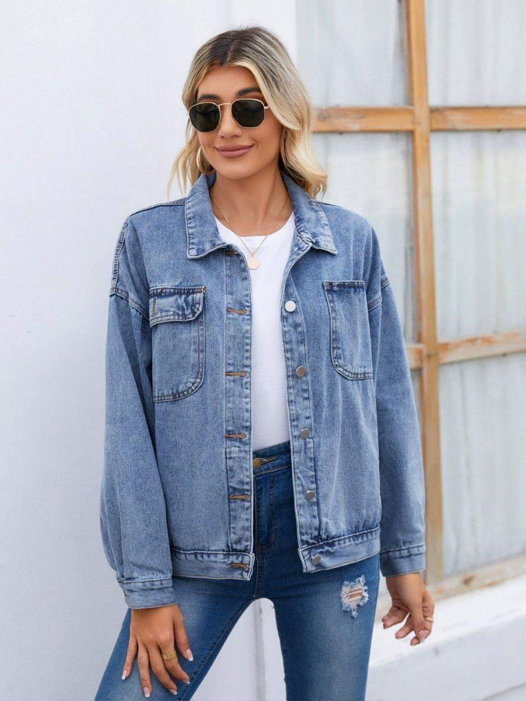Oh Rare Spread Collar Crop Denim Jacket-picture-40