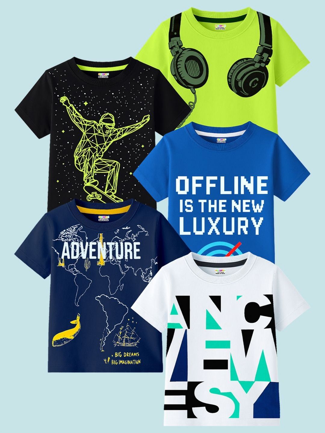 KUCHIPOO Boys 5 Printed Pockets T-shirt-picture-41