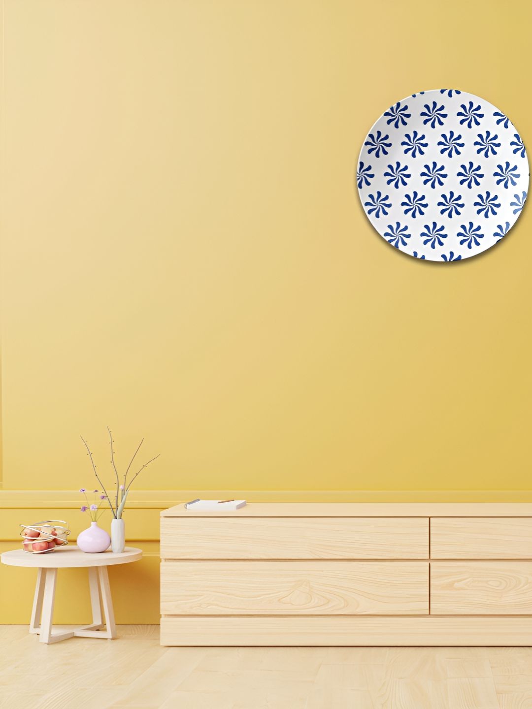 THE QUIRKY HOME Blue & White Floral Printed Ceramic Wall Plates-picture-21