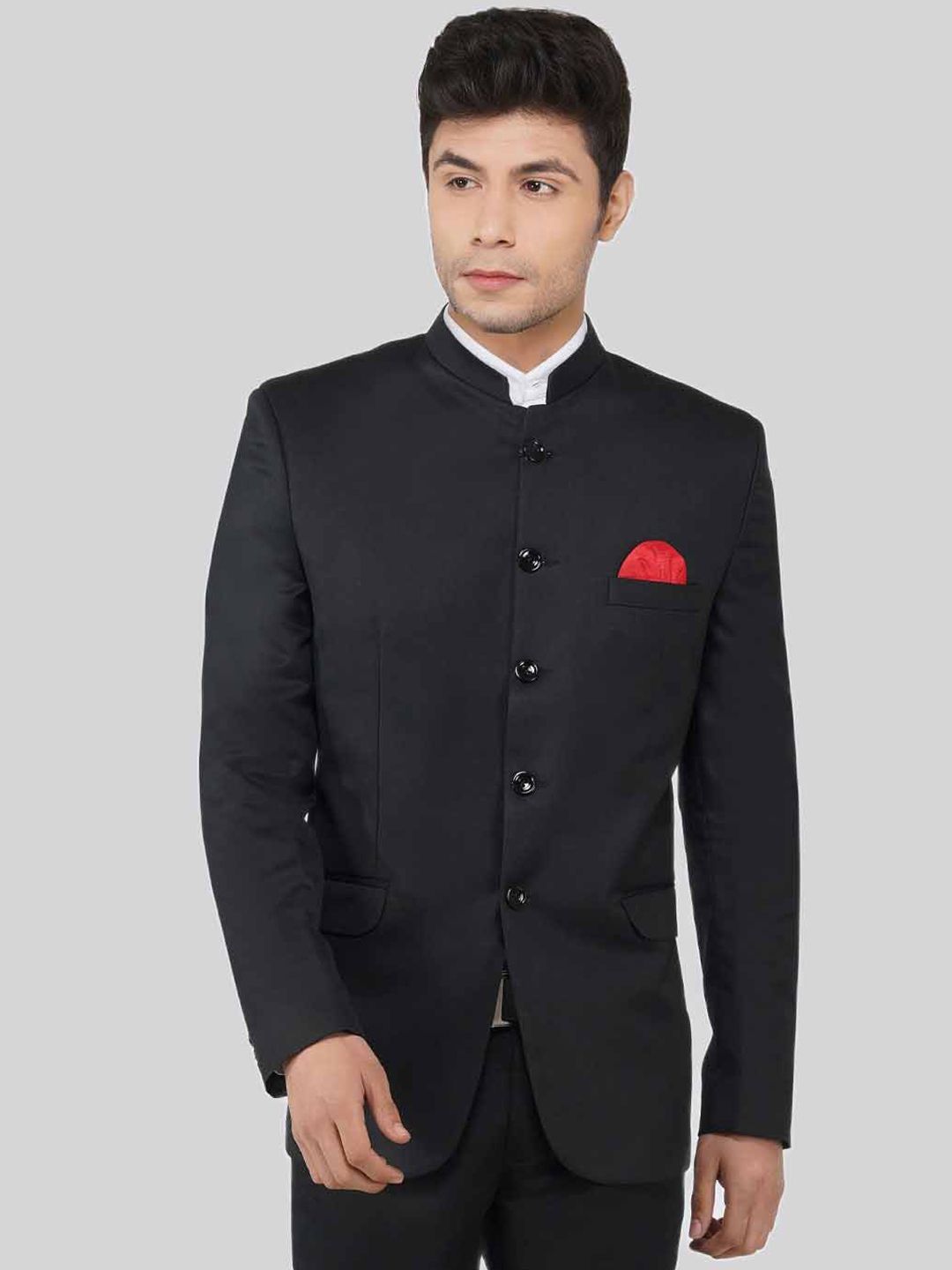 TAHVO Men Pack Of 2 Mandarin Collar Blazer and Trousers Bandhgala Suit-picture-13