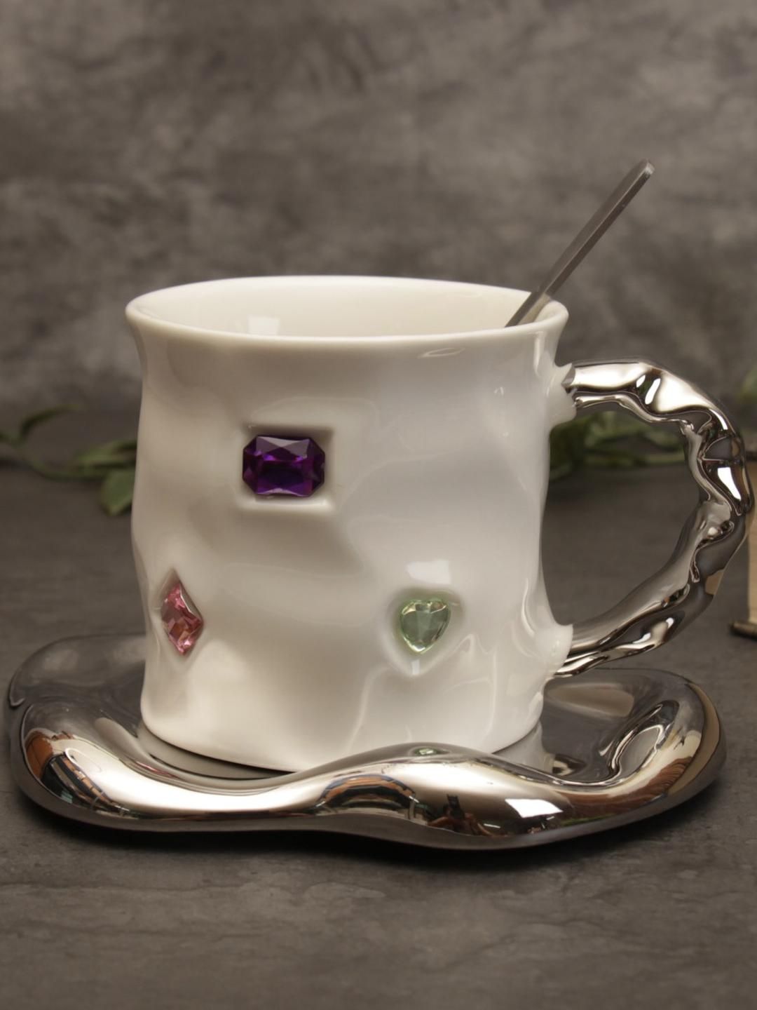 peppy little things Crystal Ceramic Cup & Saucer Set-image-19