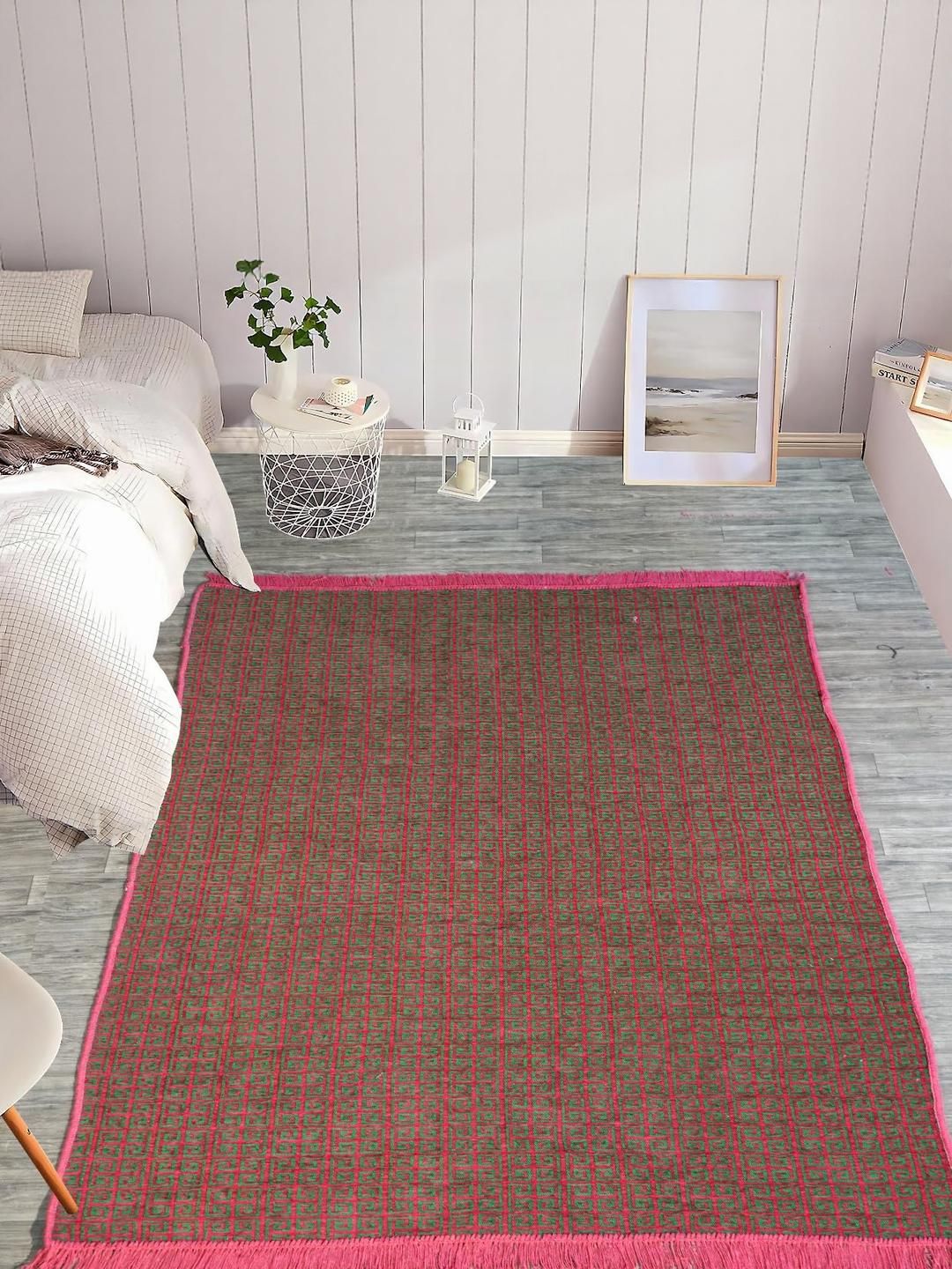 Furnishing Hut Pink Abstract Velvet Carpet-image-34