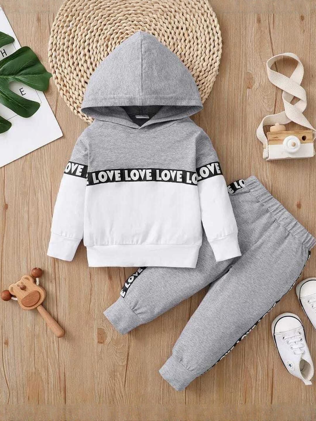 Kwikk Kids Grey & White Colourblocked T-shirt with Pyjamas-picture-33