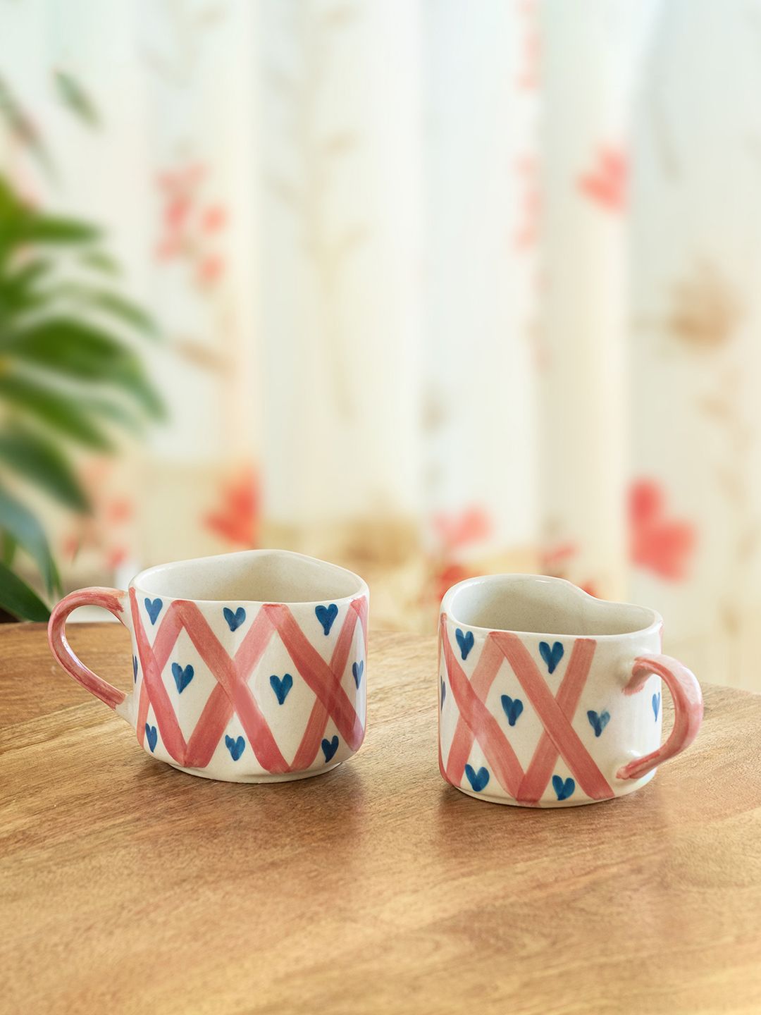 ExclusiveLane White & Pink 2 Pieces Printed Ceramic Glossy Cups-picture-21