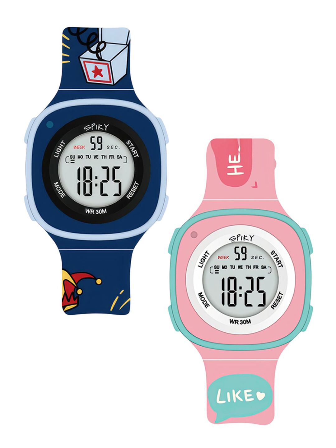 Spiky Kids Pack of 2 Digital Multi Function Automatic Watch WCombo_EVA15_BluPnk-picture-42