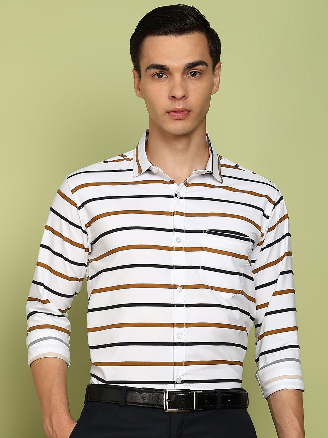 encore by INVICTUS Slim Fit Horizontal Striped Long Sleeves Cotton Shirt-picture-43