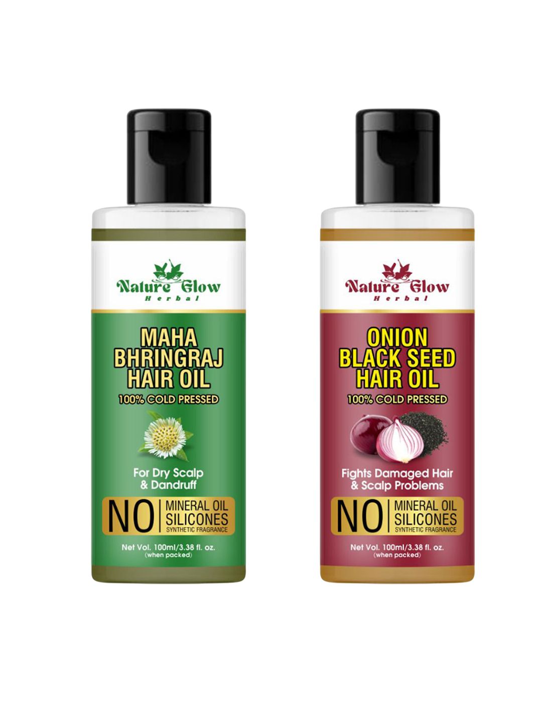 Nature Glow Herbal Set Of 2 Maha Bhringraj & Onion Black Seed Hair Oil - 100 ml Each-picture-21