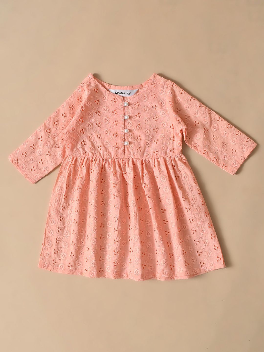 BAESD Girls Self Design Schiffli Cotton Fit and Flare Dress-picture-31