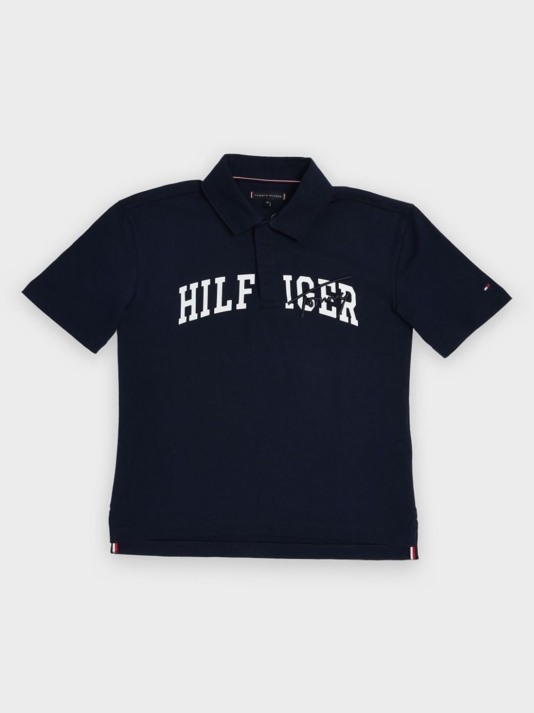 Tommy Hilfiger Boys Brand Logo Printed Polo Collar Relaxed Fit Cotton T-shirt-picture-32