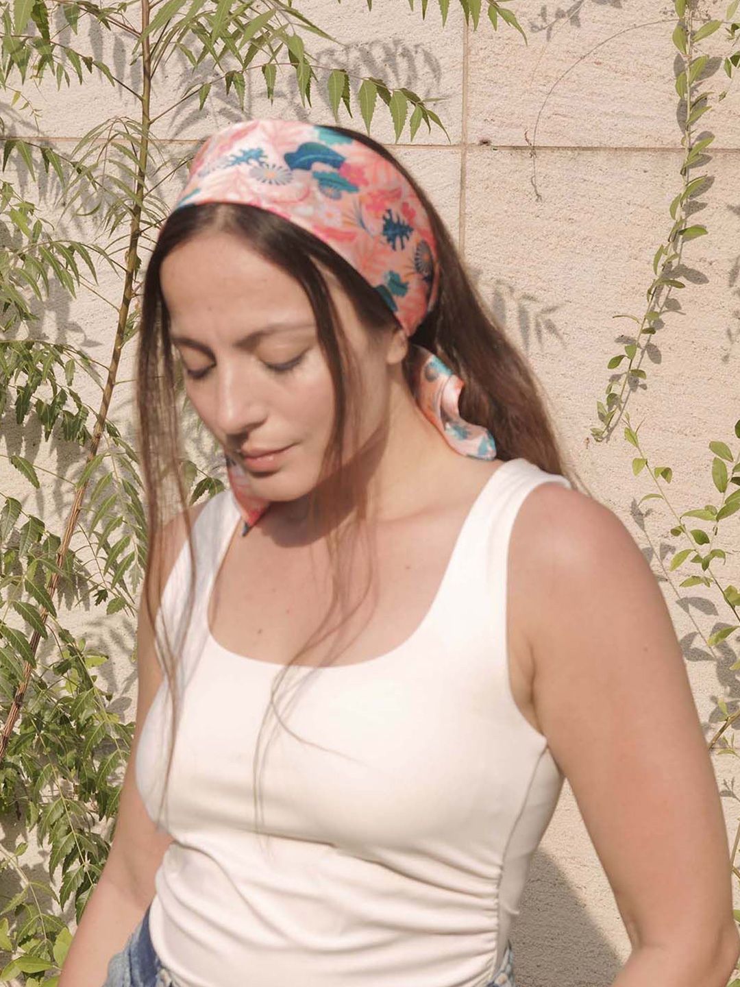 Hair Drama Co. Women Abstract Floral Print Silk Satin Bandana Head Wrap Scarf-image-3
