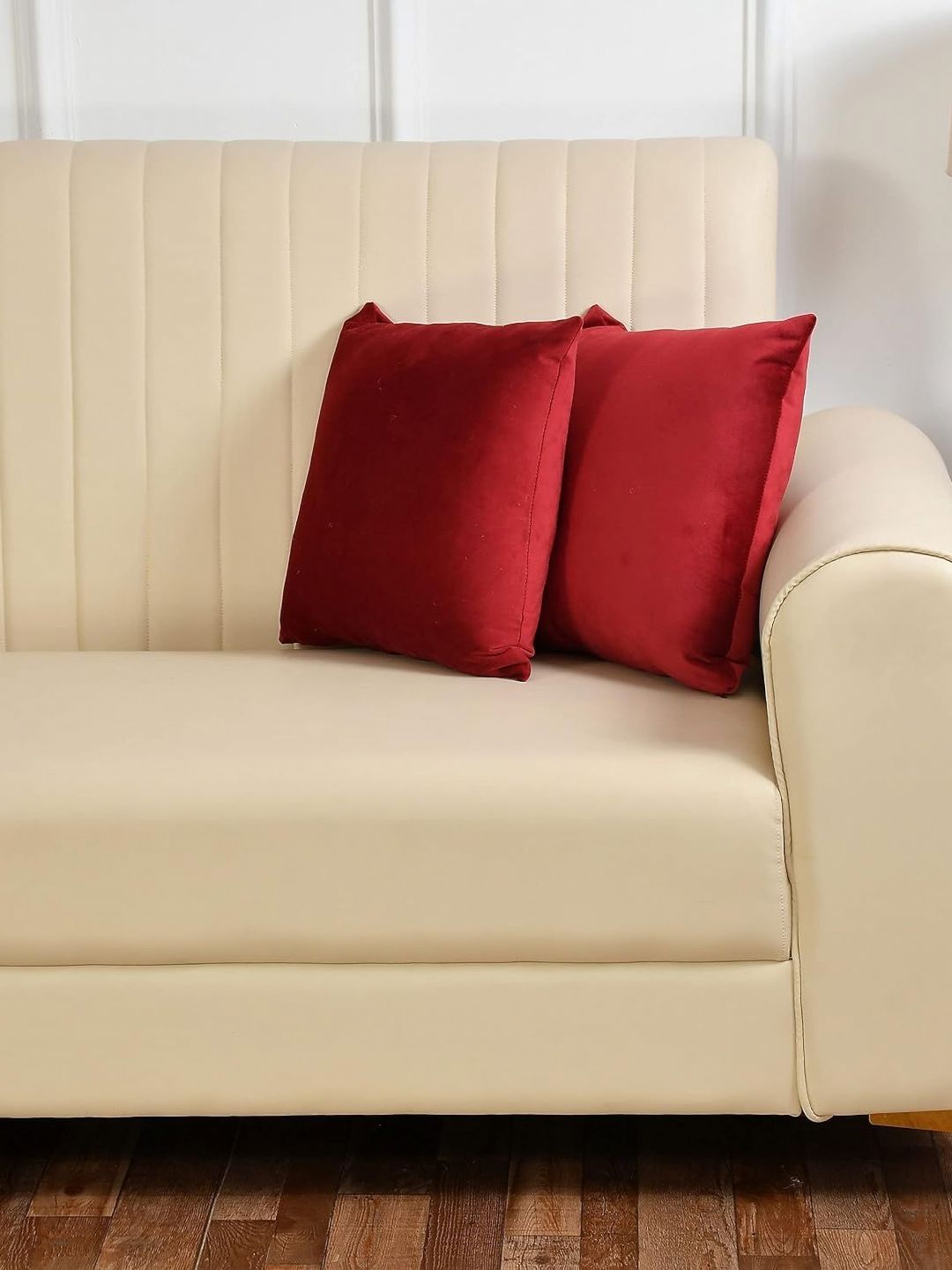 Yellow Weaves Maroon 2 Pieces Velvet Square Cushion Covers-picture-13