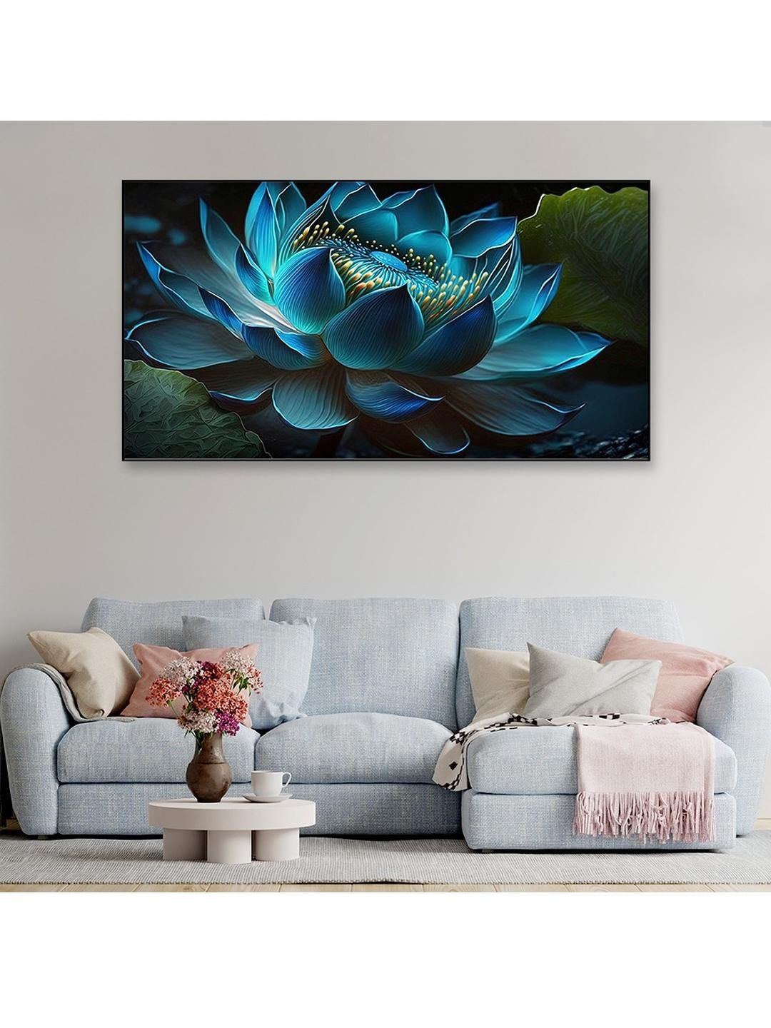 DEKORSTATION Blue & Green 1 Piece Canvas Floral Wall Art-image-15