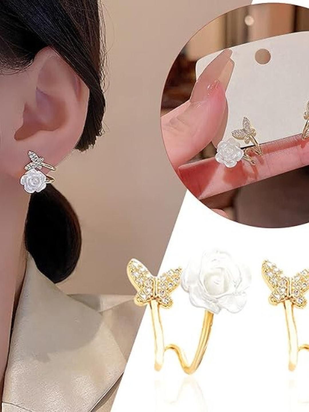 AKISON JEWELS Floral Crystals Studs Earrings-picture-11