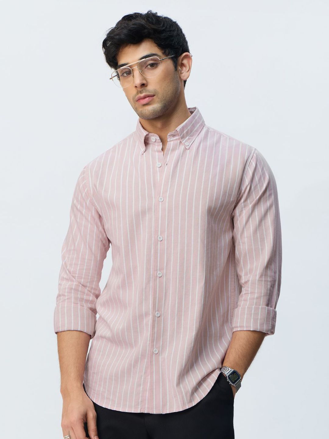 The Souled Store Vertical Striped Slim Fit Pure Cotton Casual Shirt-picture-41