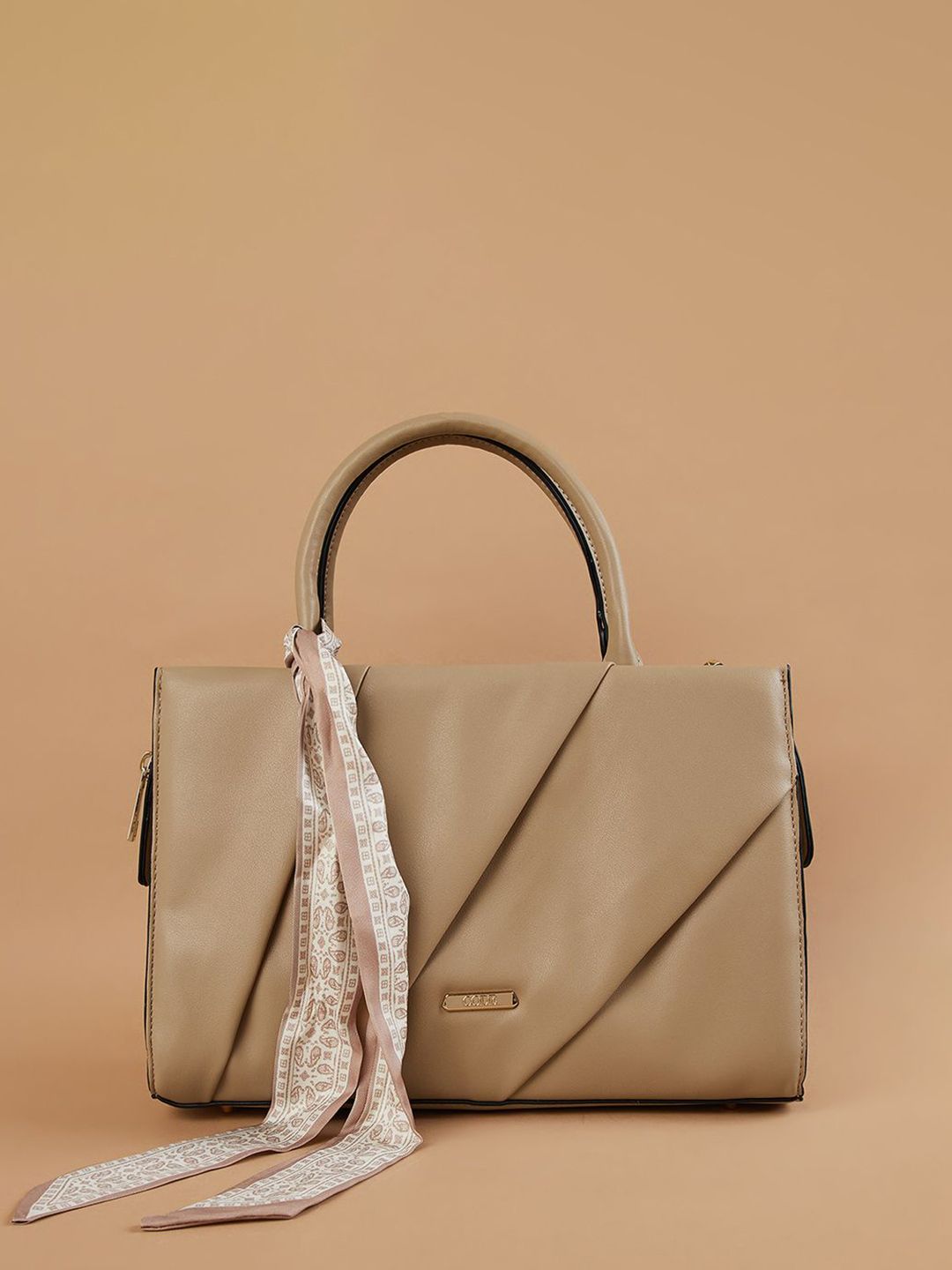 CODE by Lifestyle Women Solid Structured Handheld Bag with Scarf-picture-43