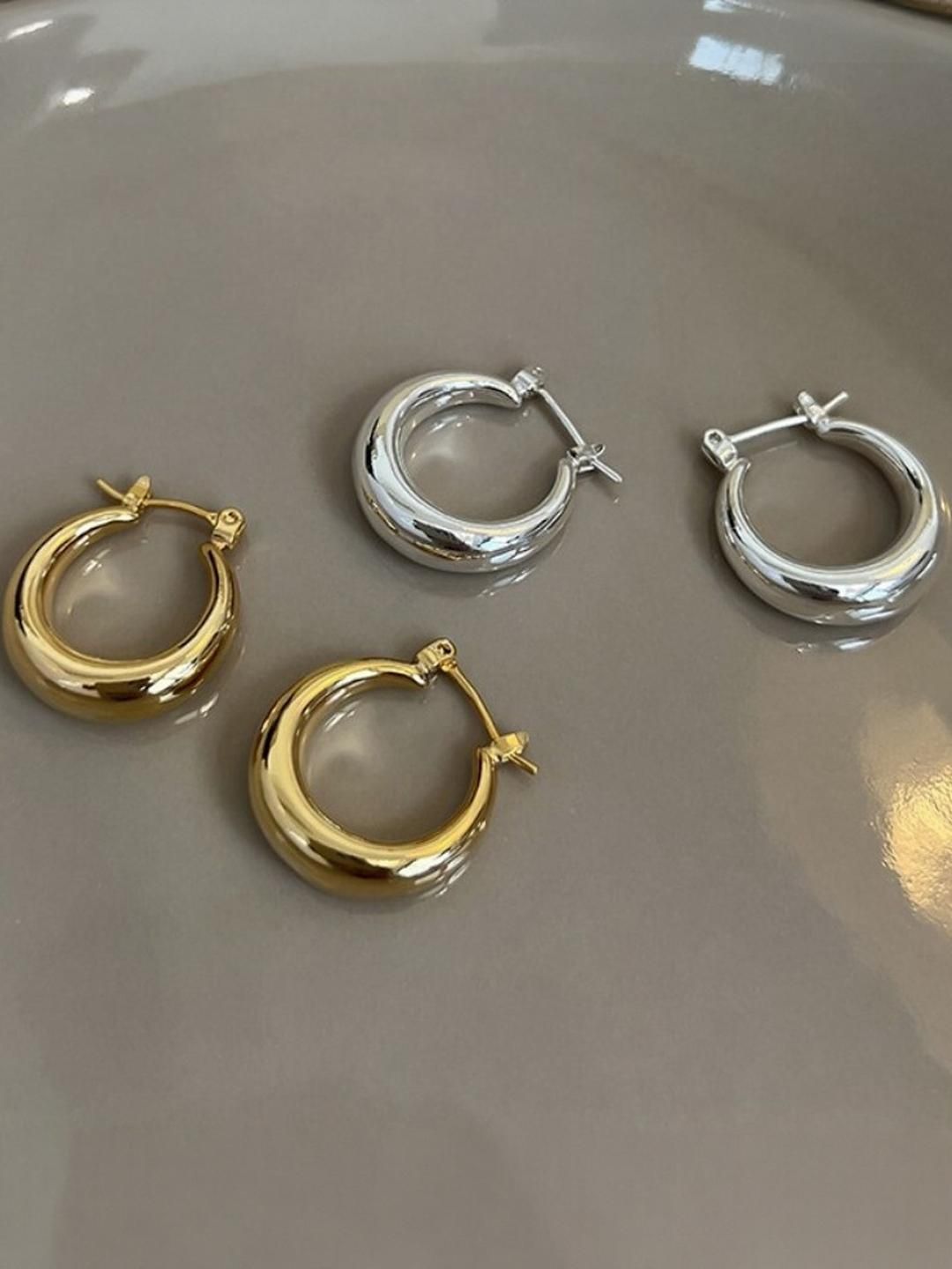 AKISON JEWELS Gold & Silver Classic Hoop Earrings-picture-21