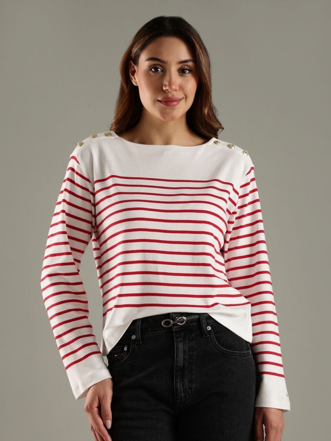 Tommy Hilfiger Striped Round Neck Cotton T-shirt-picture-29
