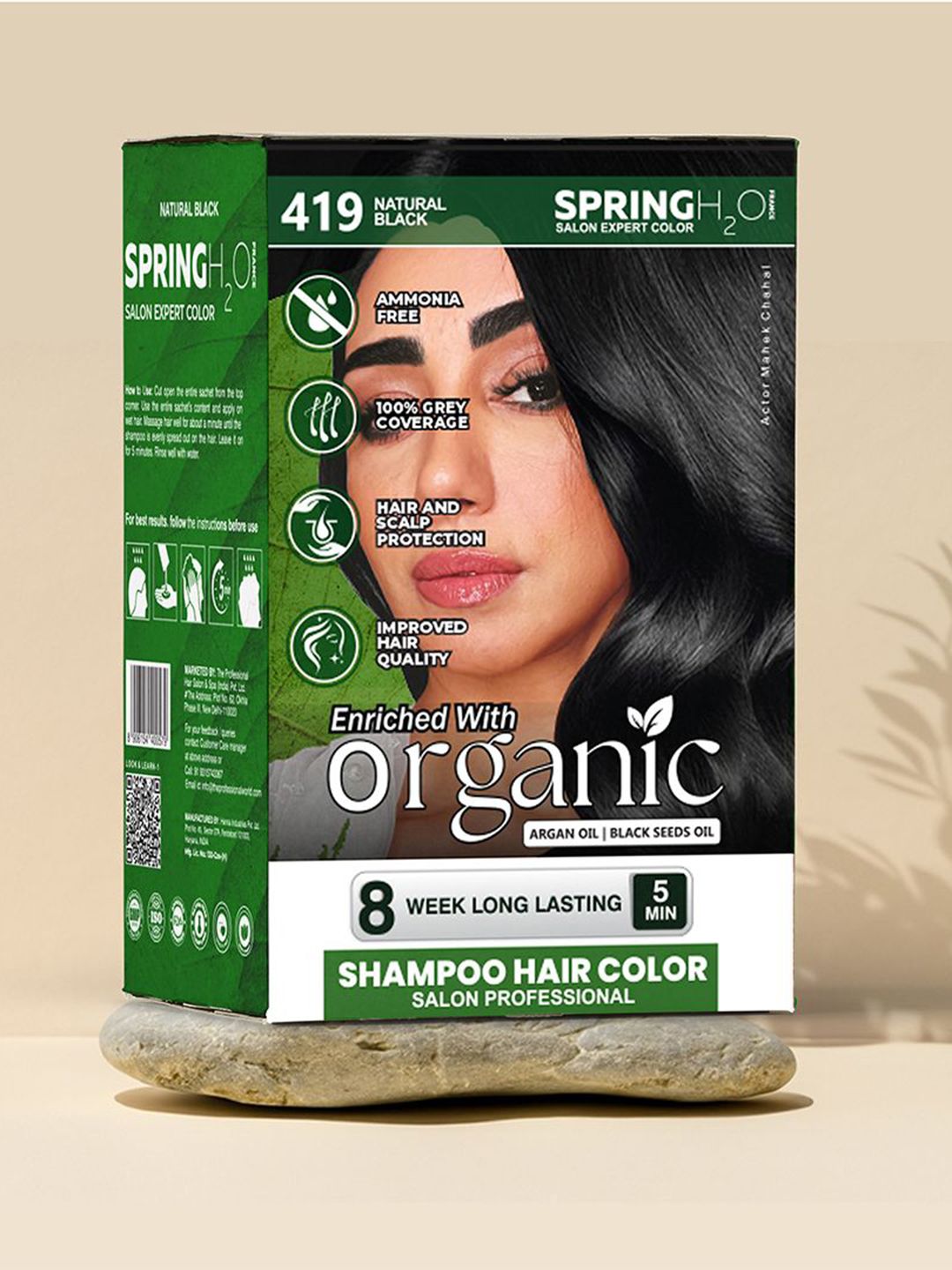 Spring H2O Set Of 10 Shampoo Hair Color Enrich With Argon Oil - 15 ml Each- Natural Black-image-23